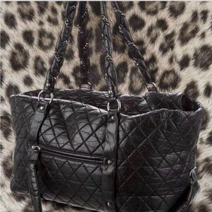 Authentic Chanel XL Distressed Lambskin Lady Braid Tote